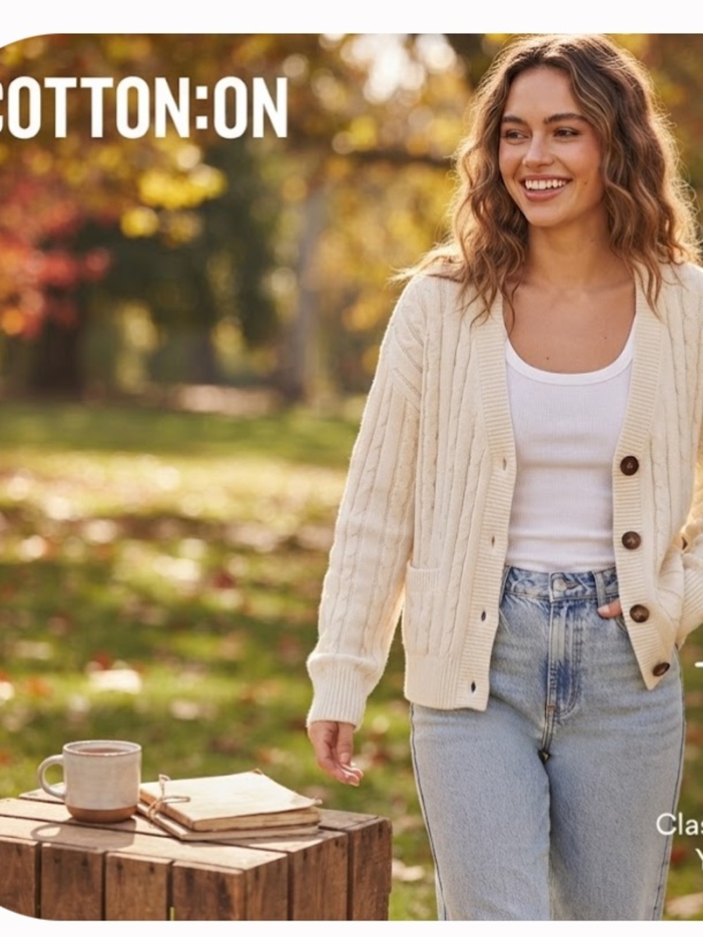 Cotton On Cream Cable Knit Cardigan